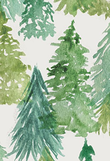 Watercolor Trees Green